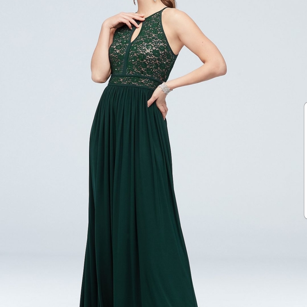 Morgan and Co floor legth dress, hunter gr…